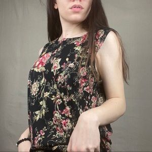 Black sparkly floral top